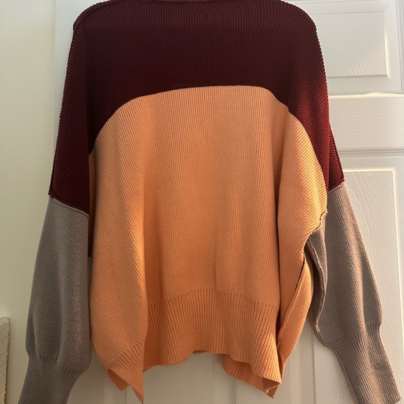 Free People Easy Street Color Block Sweater Peach - Picture 3 of 4